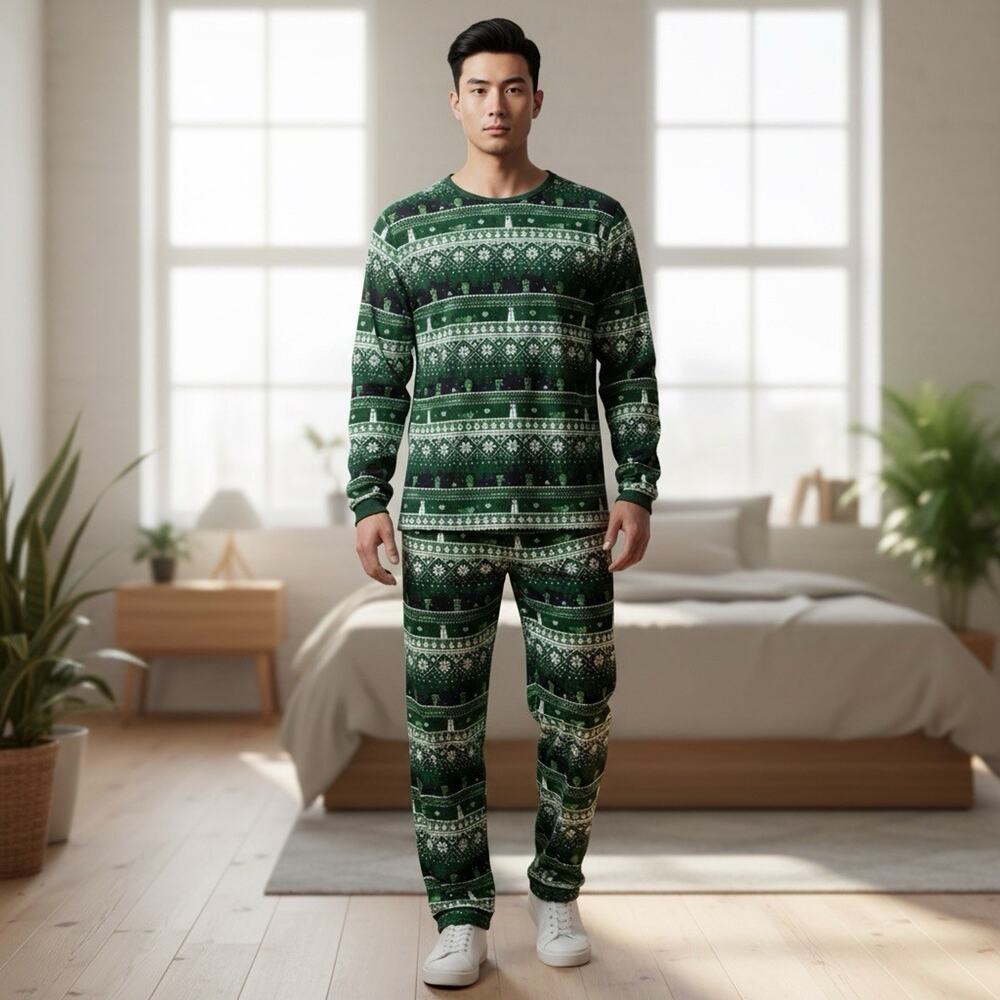 bellabu bear Minecraft Adult Size XL Christmas Pajama Set